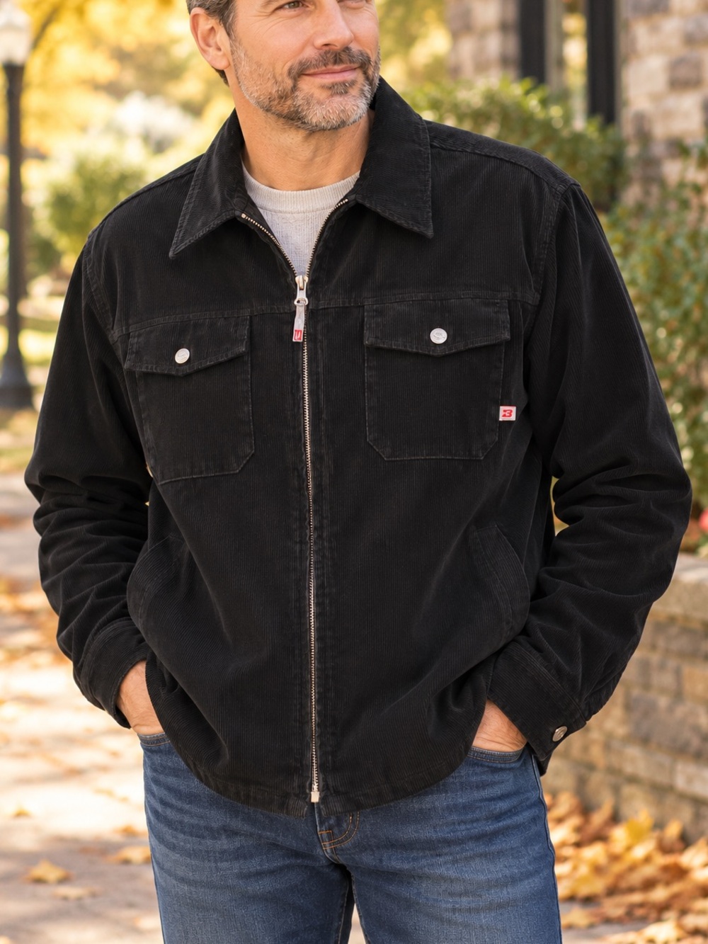 Brody Men’s 100% CottonBlack Corduroy Zip Front Shirt Jacket Shacket Size Medium